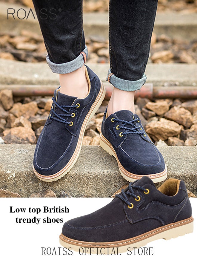 Men Low Top Logging Shoes Casual Workwear Suede Shoes with British Style Leather