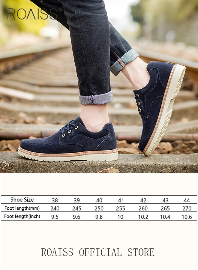 Men Low Top Logging Shoes Casual Workwear Suede Shoes with British Style Leather