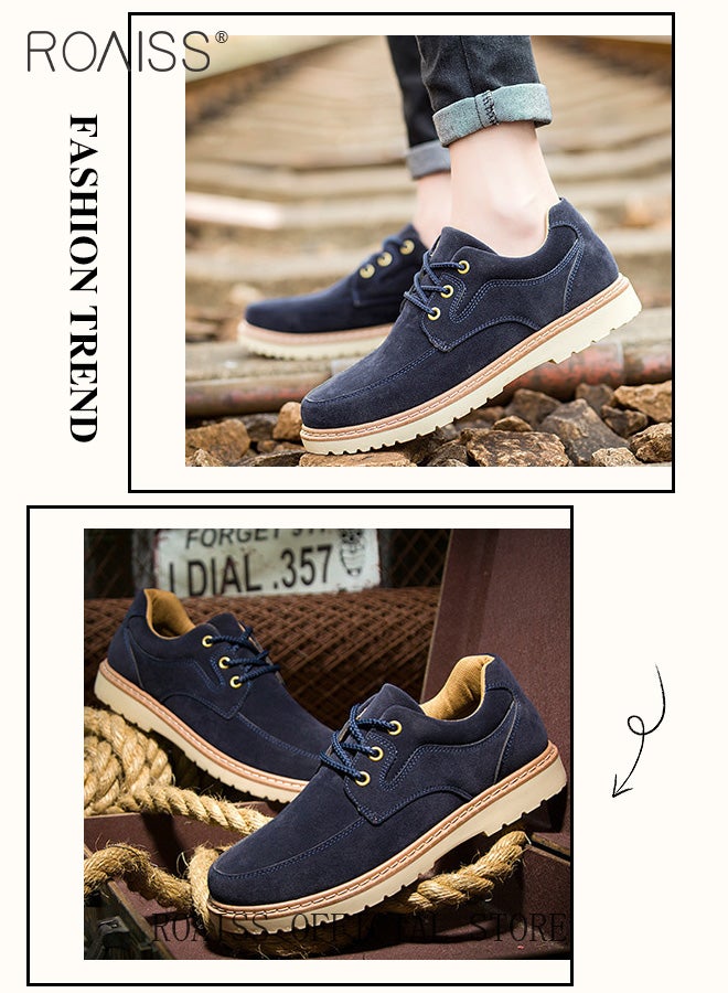 Men Low Top Logging Shoes Casual Workwear Suede Shoes with British Style Leather