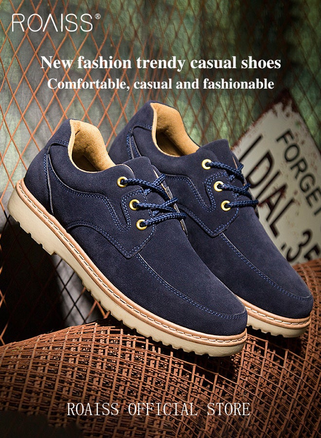 Men Low Top Logging Shoes Casual Workwear Suede Shoes with British Style Leather