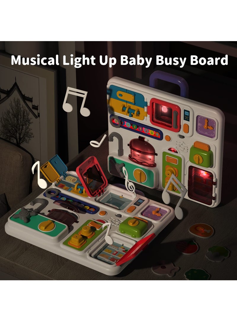 Busy Board for Toddlers 1-3 2-4 Travel Toys Light Up Musical Baby Toys 12-18 Months Toddler Toys Age 1-2 2-4 Children Sensory Toys Montessori Fine Motor Skills Toys for 1 Year Old Boy Girl