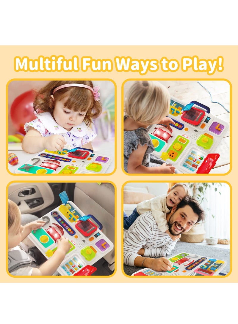 Busy Board for Toddlers 1-3 2-4 Travel Toys Light Up Musical Baby Toys 12-18 Months Toddler Toys Age 1-2 2-4 Children Sensory Toys Montessori Fine Motor Skills Toys for 1 Year Old Boy Girl