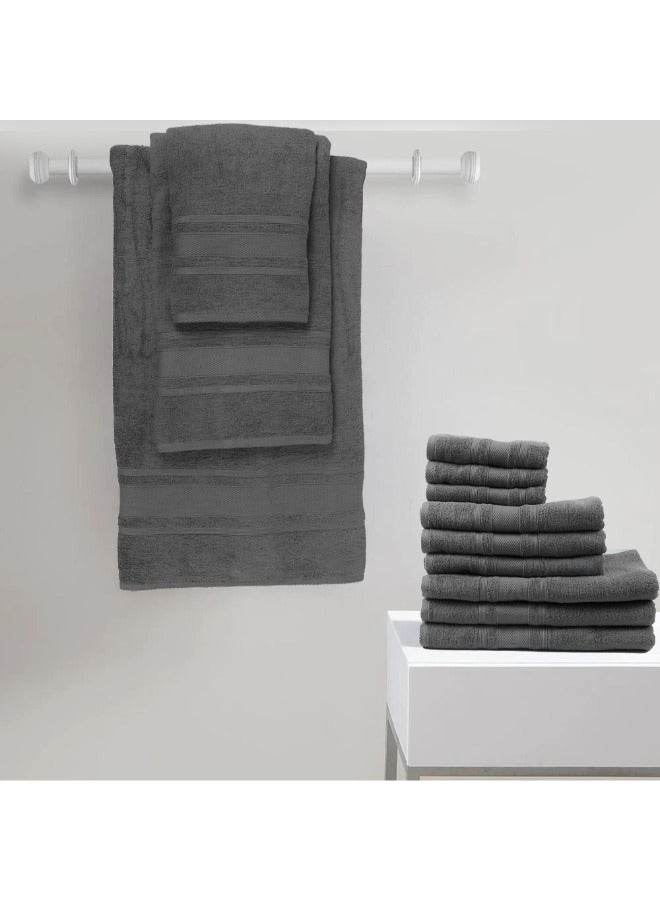 Home Castle (Grey) 2 Hand Towel (50 x 90 Cm) & 2 Bath Towel (70 x 140 Cm) Premium Cotton Highly Absorbent, High Quality Bath linen with Diamond Dobby 550 Gsm Set of 4