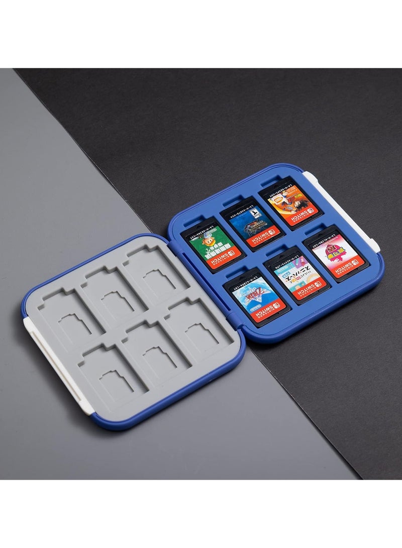 IINE Game Card Case for Nintendo Switch& Switch OLED Game Card or Micro SD Memory Cards, Portable Switch Game Memory Card Storage with 12 Game Card Slots (Blue)