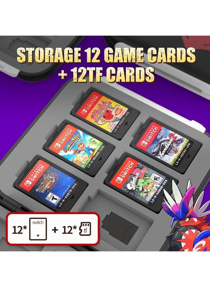 IINE Game Card Case for Nintendo Switch& Switch OLED Game Card or Micro SD Memory Cards, Portable Switch Game Memory Card Storage with 12 Game Card Slots (Black)