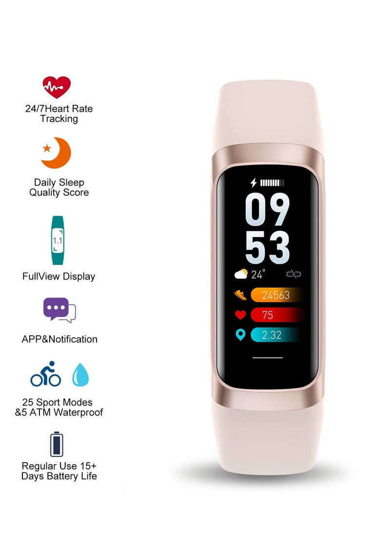 Fitness Tracker Activity with AMOLED Color Display Smart Watch Heart Rate Monitor, Indoor Outdoor Tracking Sleep 5 ATM Waterproof Step Counter Watch for Women Men