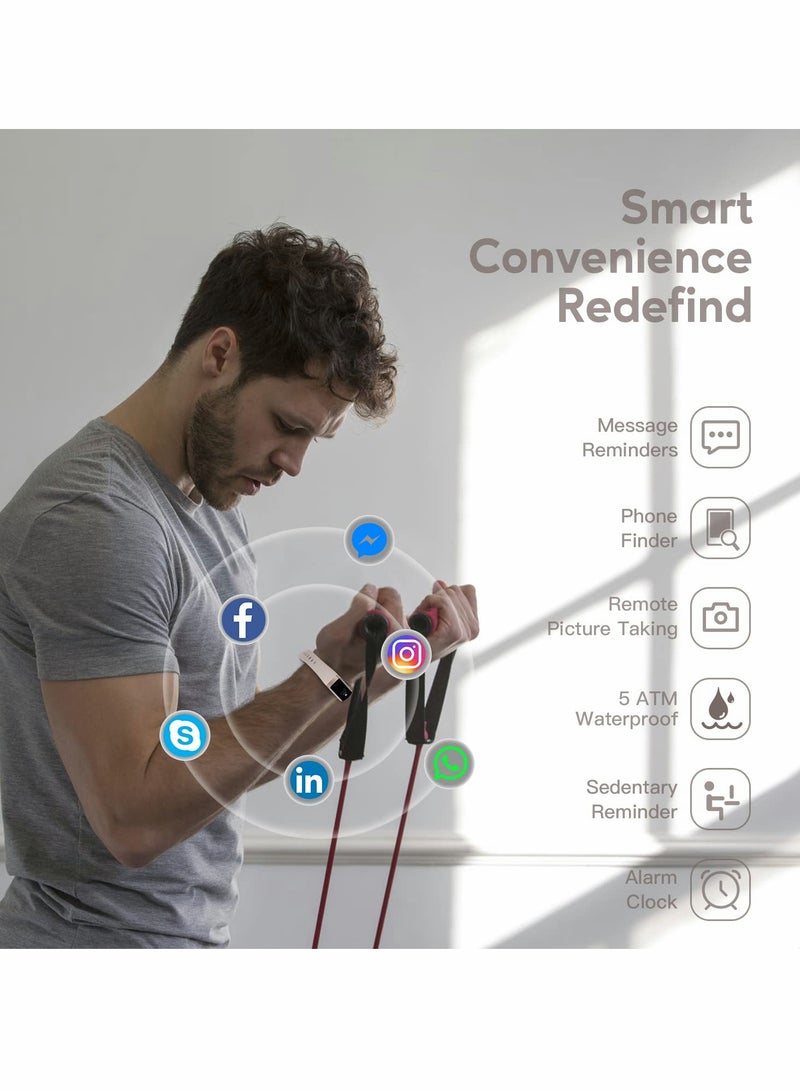 Fitness Tracker Activity with AMOLED Color Display Smart Watch Heart Rate Monitor, Indoor Outdoor Tracking Sleep 5 ATM Waterproof Step Counter Watch for Women Men