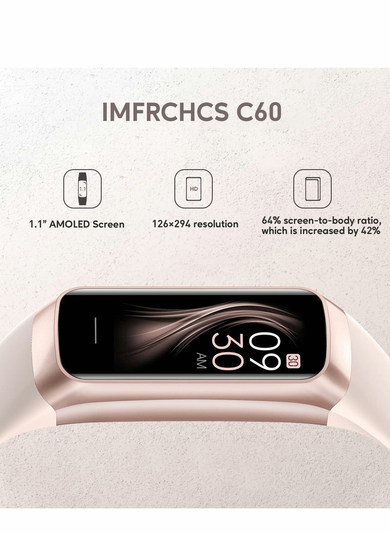 Fitness Tracker Activity with AMOLED Color Display Smart Watch Heart Rate Monitor, Indoor Outdoor Tracking Sleep 5 ATM Waterproof Step Counter Watch for Women Men