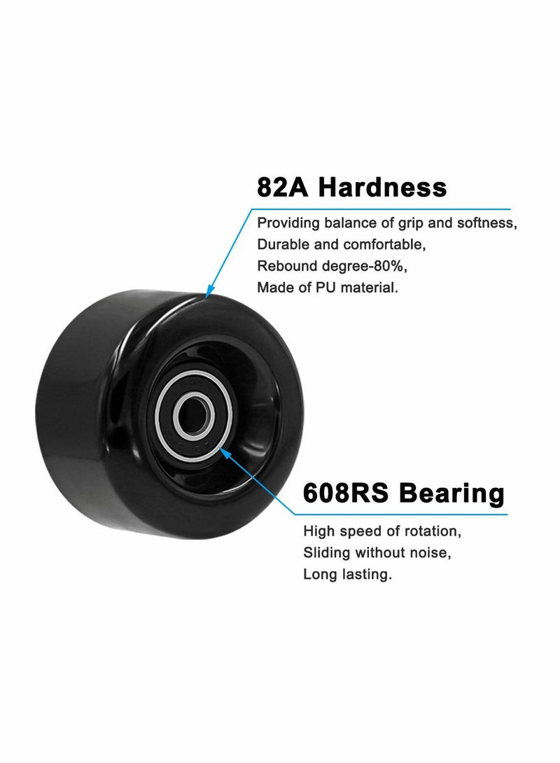 Roller Skate Wheels 8 Pack with Bearings Installed and 2 Toe Stoppers 32mm x 58mm 82A