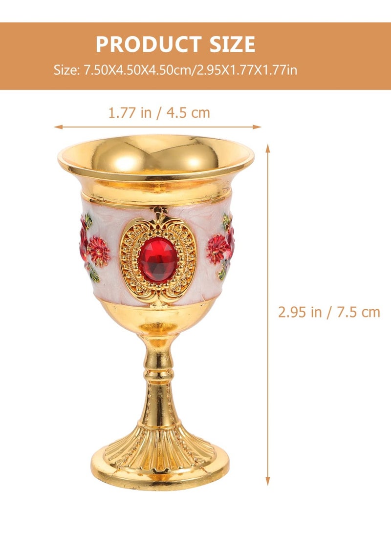 2Pcs Mini Golden Goblet Retro European Style Gold Goblet Copper Goblet Engraved with Flower Pattern Vintage Egyptian Shot Glass for Wine Liqueur and Cocktails for Home and Wedding Party