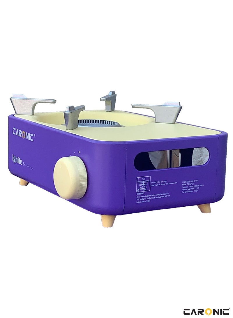 Butane Fuel Camp Stove Crate Series Mini Stove For Camping Hiking  Portable Gas Stove With Spiral Flame Even Heat Distribution Modern and Easy To Use Purple