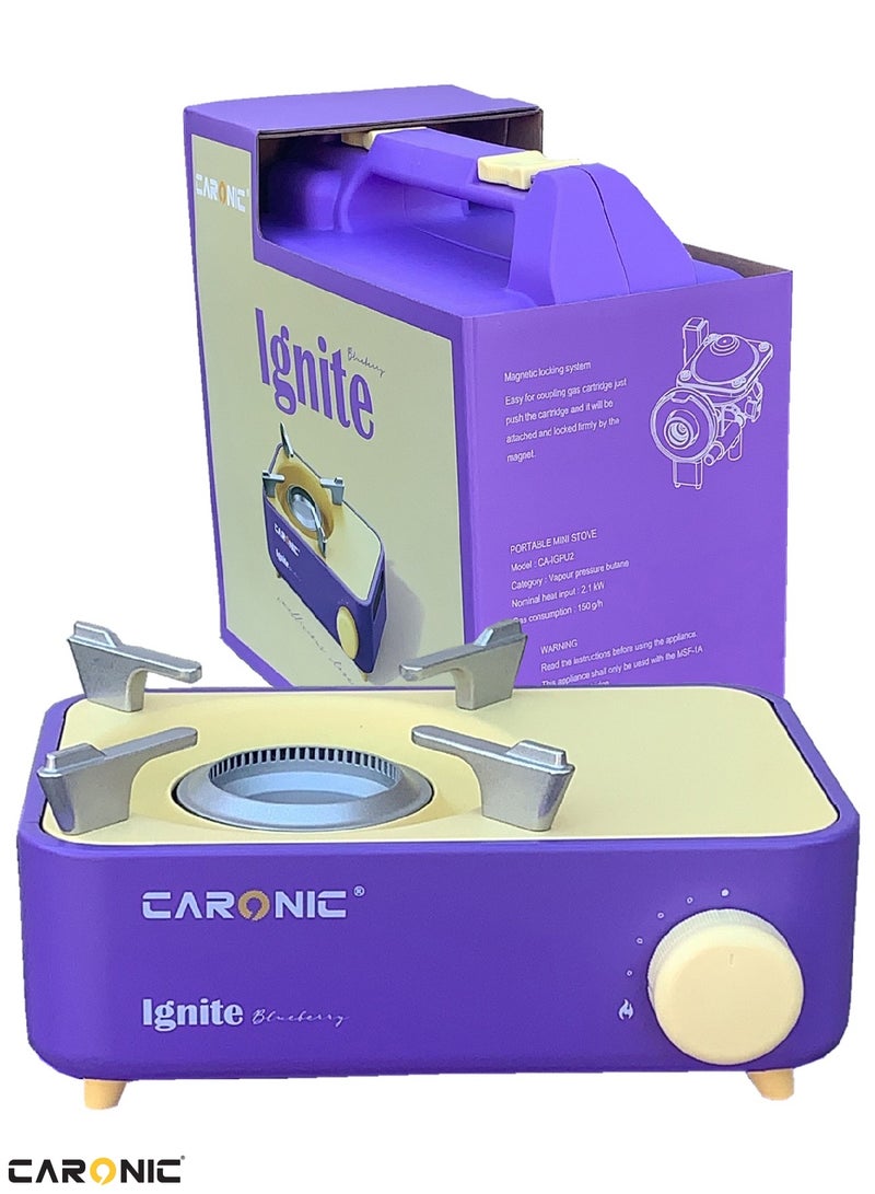 Butane Fuel Camp Stove Crate Series Mini Stove For Camping Hiking  Portable Gas Stove With Spiral Flame Even Heat Distribution Modern and Easy To Use Purple