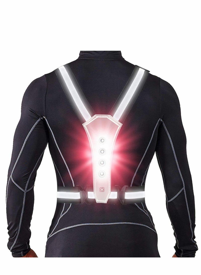 LED Reflective Running Vest for Runners, High Visibility Warning Lights with Adjustable Waist/Shoulder Men/Women Night Running, Walking, Cycling, Biking