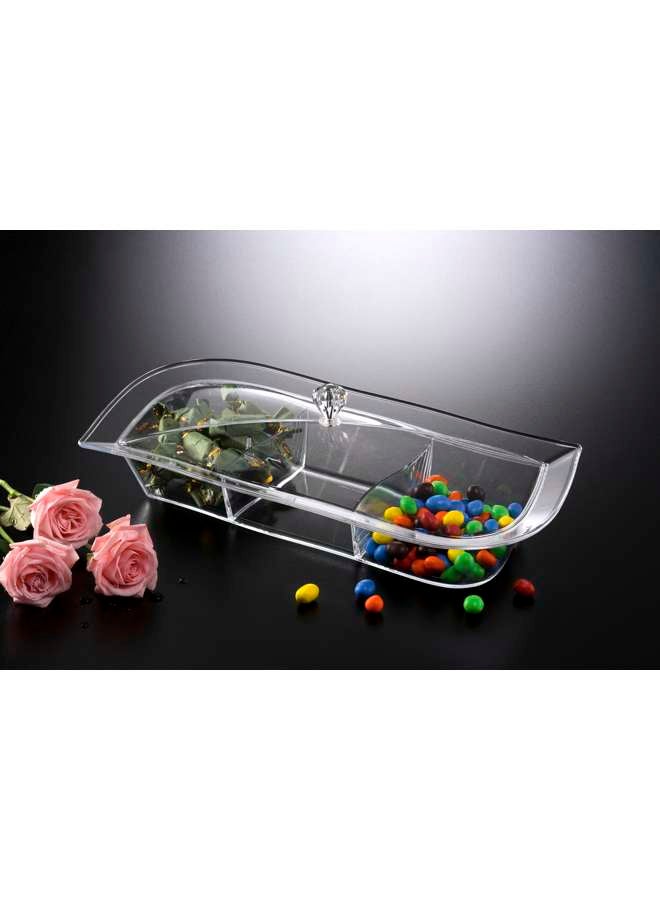 Acrylic 3 Compartment Candy Serving Set 42 cm