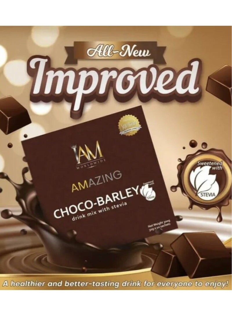 Amazing Choco Barley Drink Mix with Stevia, Enriched with Fiber and Protein, Maintain Body Strength, Immunity Boost, Energy Enhancement, Antioxidant Power and Rejuvenating Effects, 200g.