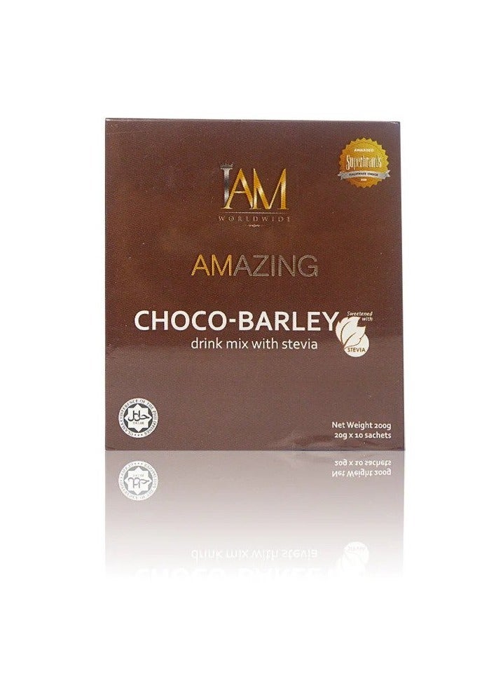 Amazing Choco Barley Drink Mix with Stevia, Enriched with Fiber and Protein, Maintain Body Strength, Immunity Boost, Energy Enhancement, Antioxidant Power and Rejuvenating Effects, 200g.