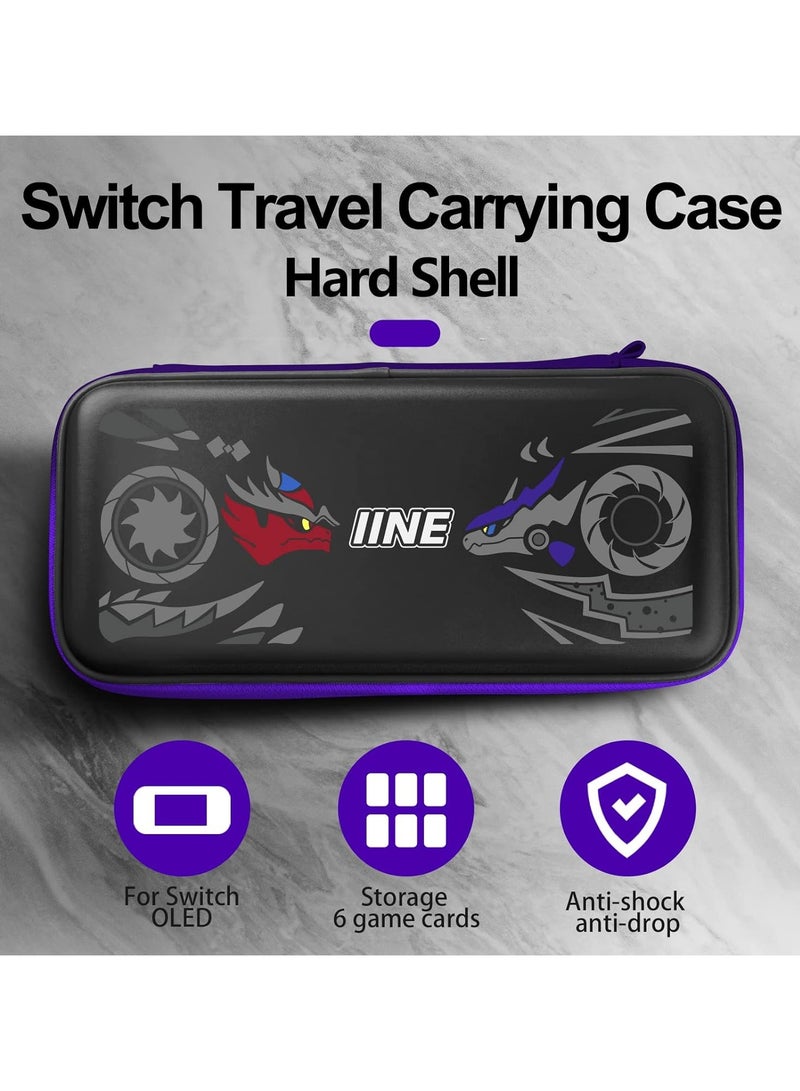 IINE Carrying Case for Nintendo Switch OLED,Can Storage 6 Game Cartridges Protective Hard Shell Traveling Case Travel for Switch,Black (Black)