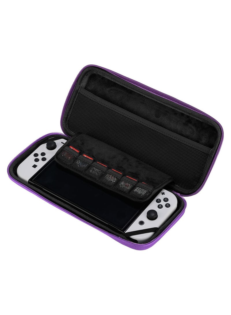 IINE Carrying Case for Nintendo Switch OLED,Can Storage 6 Game Cartridges Protective Hard Shell Traveling Case Travel for Switch,Black (Black)