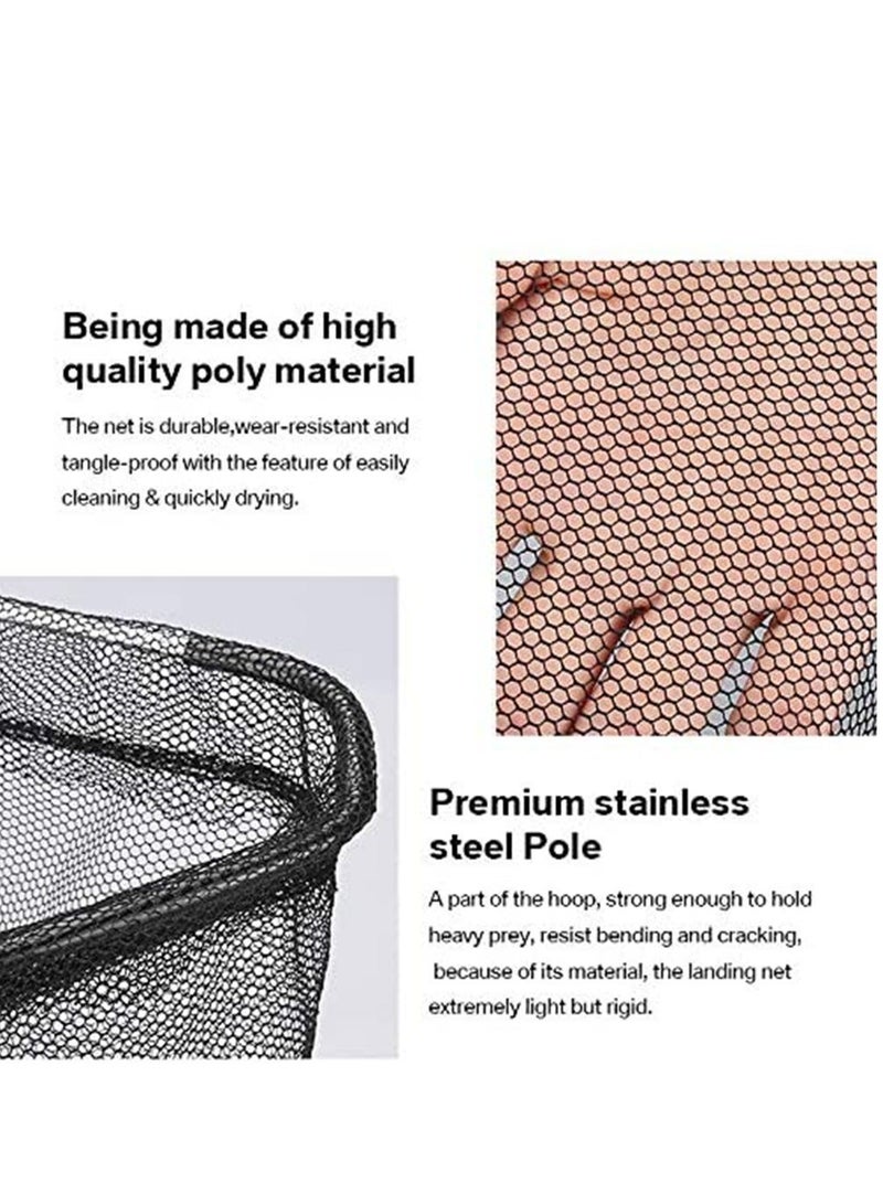 SYOSI Fishing Net with Hook-Proof Adjustable Collapsible Telescopic Landing Portable Folding Wading Easy Clean Rubber Mesh Frame Handle Tangle Proof Safe Fish