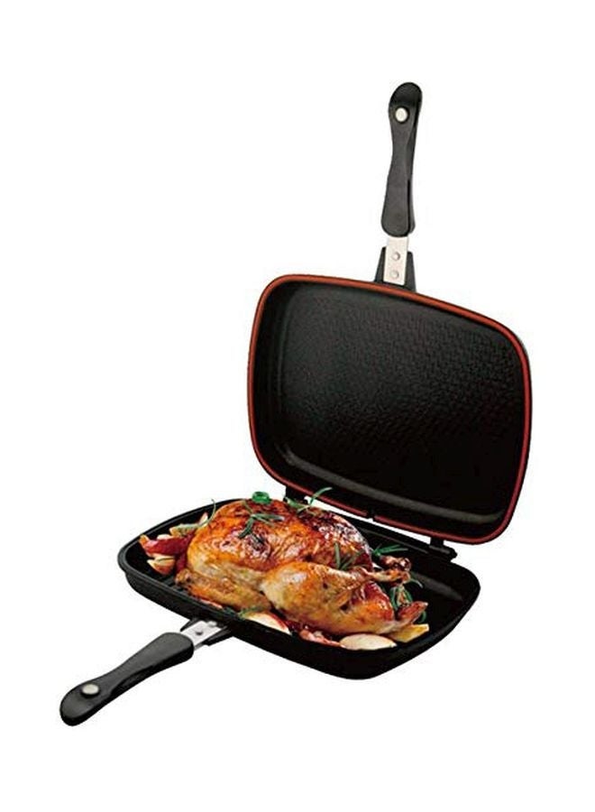 Double Sided Pressure Grill Pan Black Silver Red 36Cm