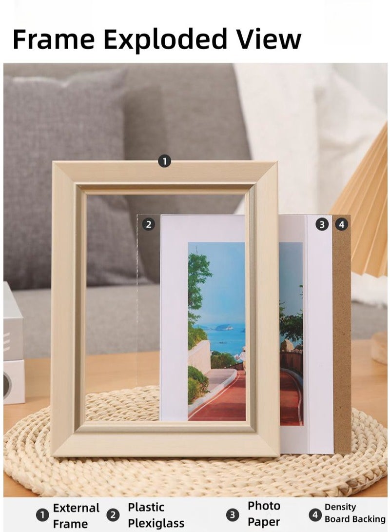 Pack of 2, A4 Photo Frame, Minimalist Rectangular Photo Picture Frame, 21x30centimeter, Beige