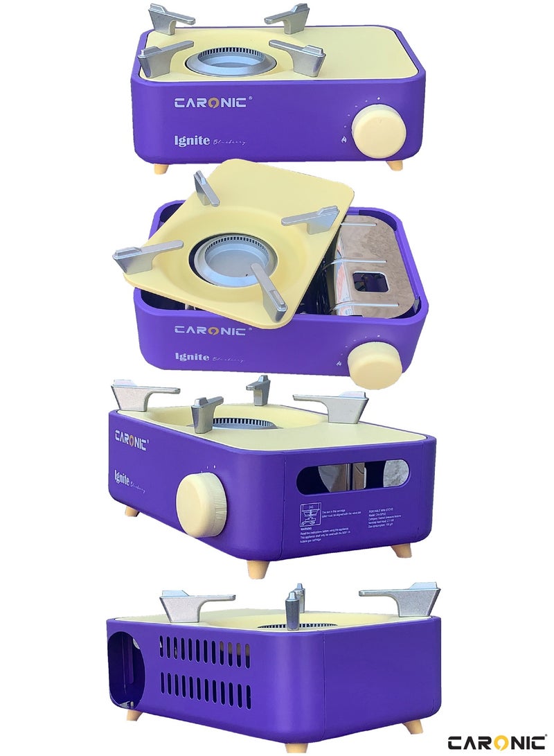 Butane Fuel Camp Stove Crate Series Mini Stove For Camping Hiking Portable Gas Stove With Spiral Flame Even Heat Distribution Modern and Easy To Use