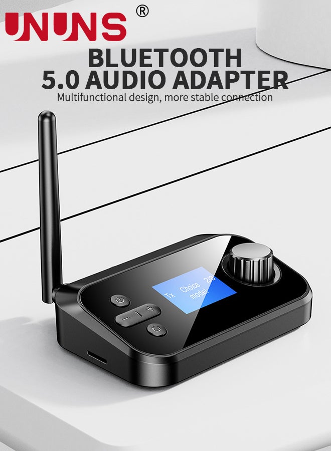 Bluetooth 5.0 Transmitter Receiver For TV Home Stereo BT Headphones,2-in-1 Audio Adapter With LCD Display,Low Latency,Splitter For Wired Wireless,Optical RCA AUX 3.5mm Inputs/Outputs