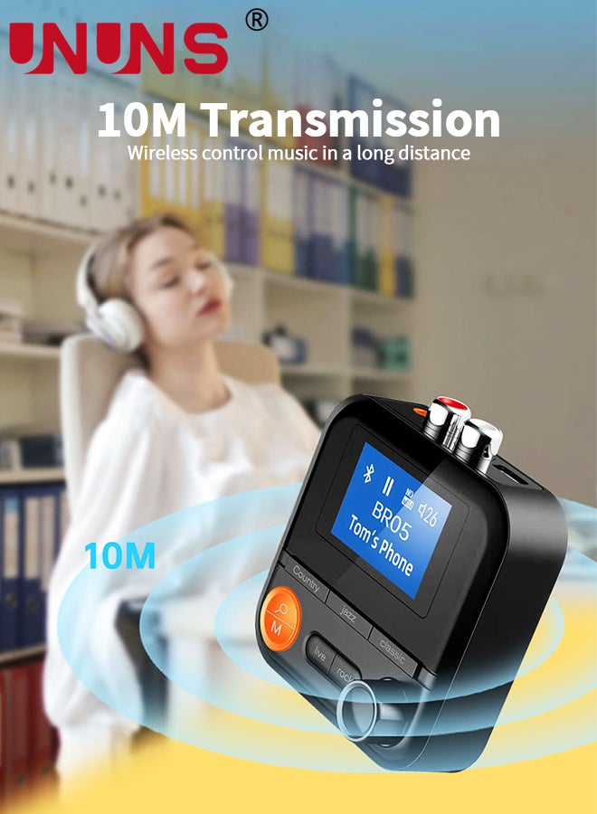Bluetooth Transmitter Receiver,Bluetooth 5.2 Transmitter With LCD Screen,5 EQ Effects,TF Card Plug-Play,Wireless Audio Adapter RCA 3.5mm AUX for TV/PC/Car/MP3/Speakers/Headset,BR05