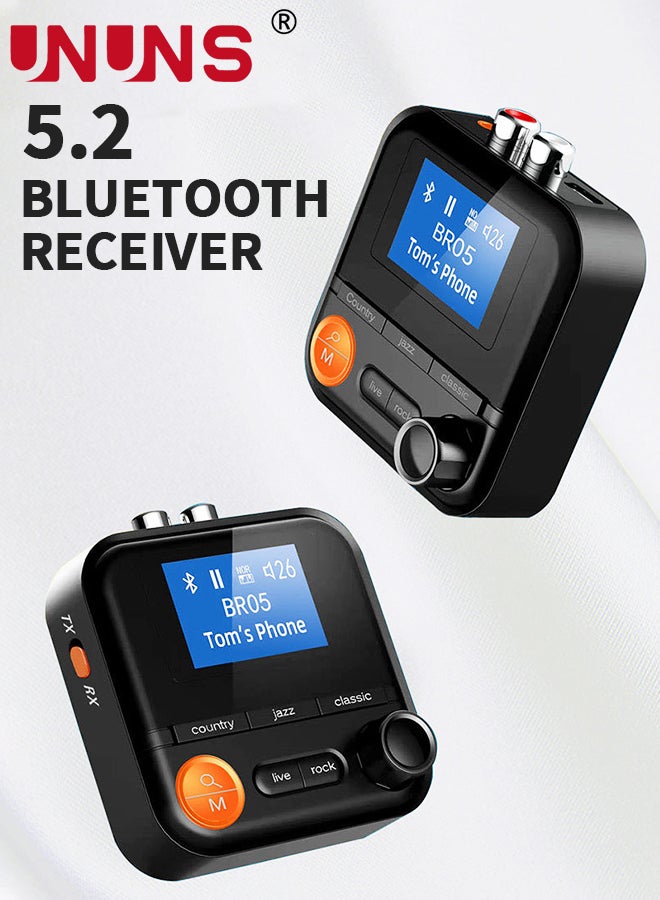 Bluetooth Transmitter Receiver,Bluetooth 5.2 Transmitter With LCD Screen,5 EQ Effects,TF Card Plug-Play,Wireless Audio Adapter RCA 3.5mm AUX for TV/PC/Car/MP3/Speakers/Headset,BR05