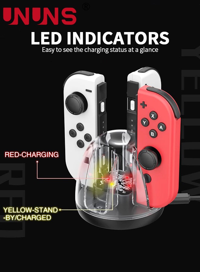 Switch Controller Charging Dock For Nintendo Switch/Switch OLED JoyCon,Fast Charger Dock Station For 4 Joycons,Portable Charging Stand Station With LED Indicator,Joy Con Charger Dock