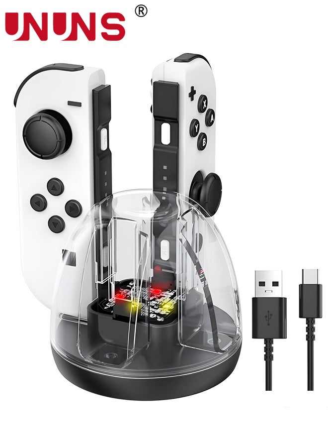 Switch Controller Charging Dock For Nintendo Switch/Switch OLED JoyCon,Fast Charger Dock Station For 4 Joycons,Portable Charging Stand Station With LED Indicator,Joy Con Charger Dock