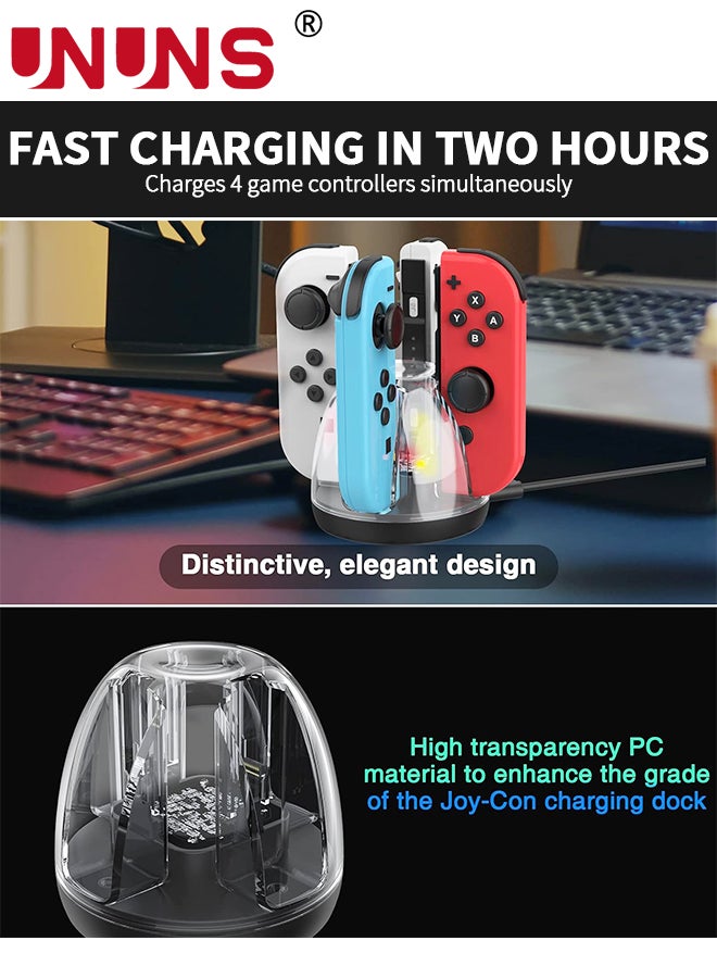 Switch Controller Charging Dock For Nintendo Switch/Switch OLED JoyCon,Fast Charger Dock Station For 4 Joycons,Portable Charging Stand Station With LED Indicator,Joy Con Charger Dock