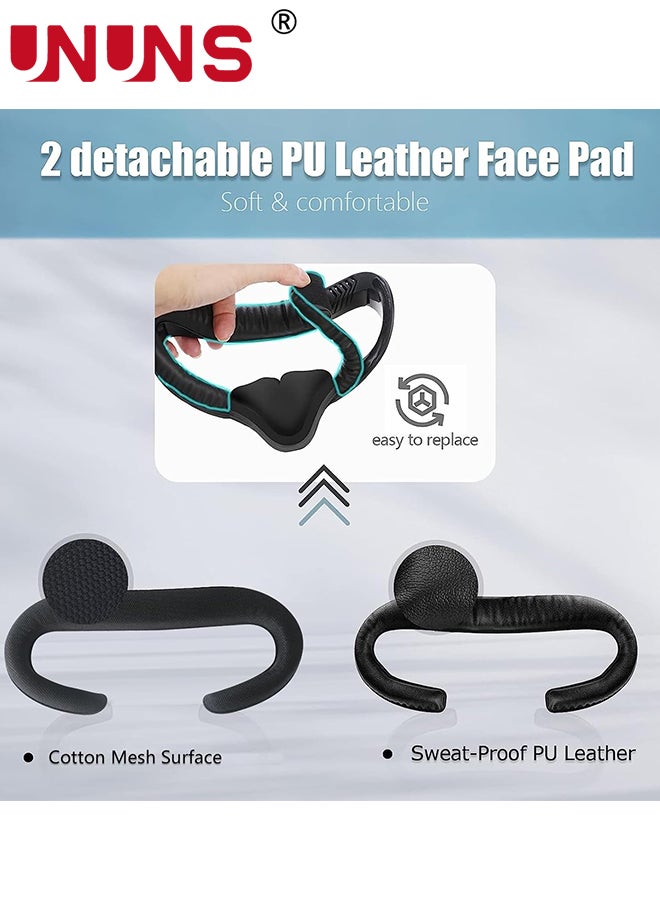 Face Cushion Pad For Oculus Quest 2 Accessories,VR Fitness Facial Interface Bracket Cover With Lens Cover/Nose Pad/Shakes Stick Caps,Sweat Proof,PU Leather Foam Pad Replacement Parts
