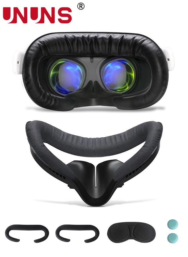 Face Cushion Pad For Oculus Quest 2 Accessories,VR Fitness Facial Interface Bracket Cover With Lens Cover/Nose Pad/Shakes Stick Caps,Sweat Proof,PU Leather Foam Pad Replacement Parts