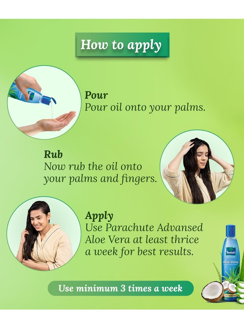 Parachute Advansed Aloe Vera Enriched Coconut Hair Oil 250ml and 75ml For Soft Strong Hair Pack of 2