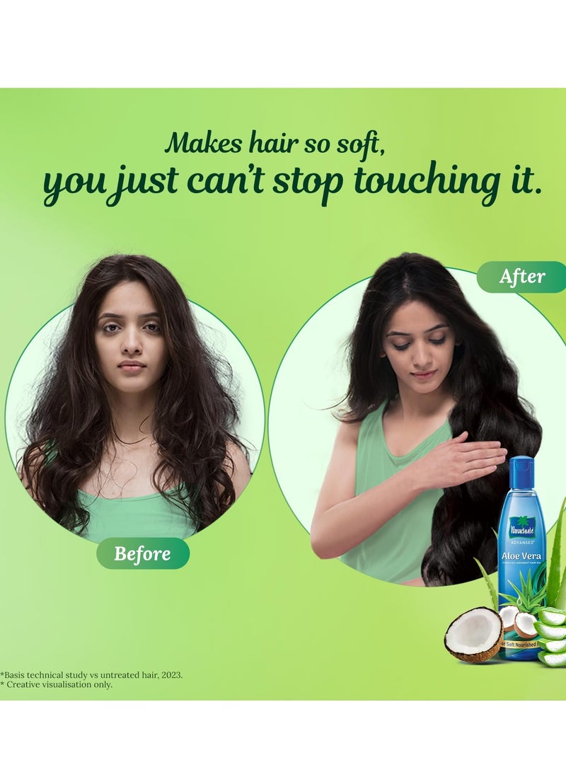 Parachute Advansed Aloe Vera Enriched Coconut Hair Oil 250ml and 75ml For Soft Strong Hair Pack of 2