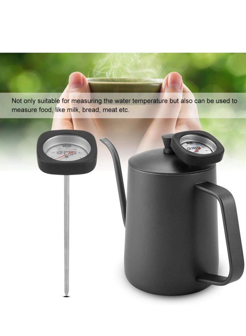 Stainless Steel Coffee Kettle,600ml Teflon Coating Gooseneck Spout Teapot,Drip Coffee Tea Kettle with Thermometer can Measure Water Milk Bread Temperature for Home Office