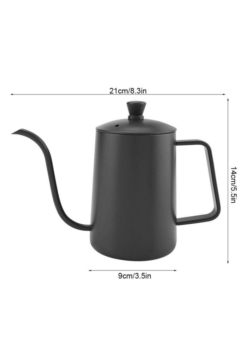 Stainless Steel Coffee Kettle,600ml Teflon Coating Gooseneck Spout Teapot,Drip Coffee Tea Kettle with Thermometer can Measure Water Milk Bread Temperature for Home Office