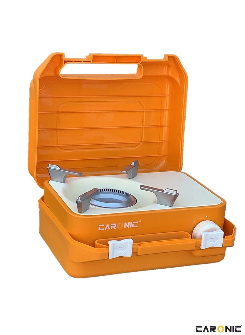 Portable Camping Gas Stove Double Burner Outdoor Automatic Ignition System Enamel Pan Support With 4 Portable Gas