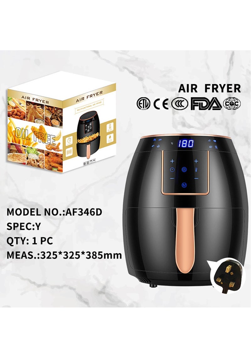 Air Fryer 5.5L Household Large Capacity 1300W Big Firepower Timing Touch Screen LCD Electric Air Fryer with Bakeware