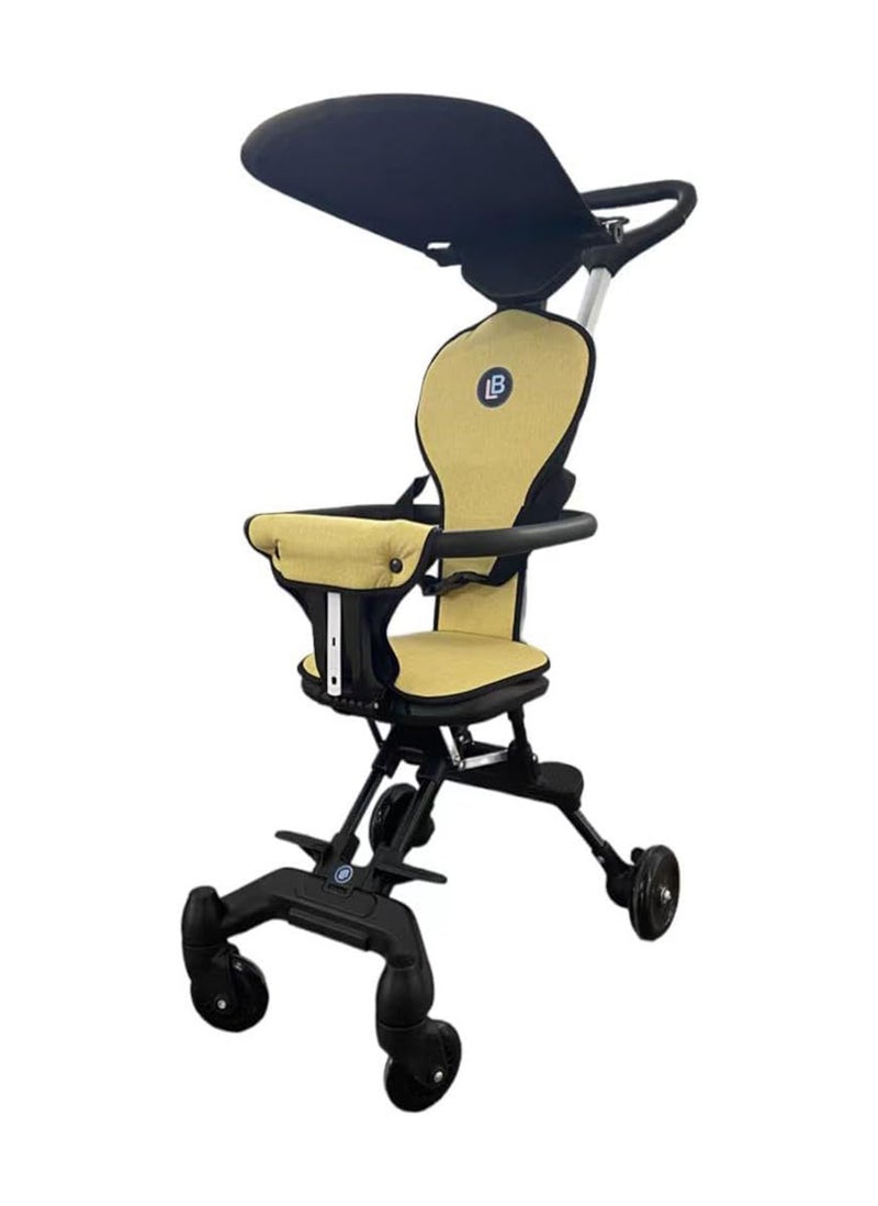 Lovely Baby LB 715HC Stroller for Infants - Baby Carrier with 360° Rotatable PVC Wheels & Canopy - Foldable Pram & Light Weight Baby Trolley - Baby Chair - Yellow