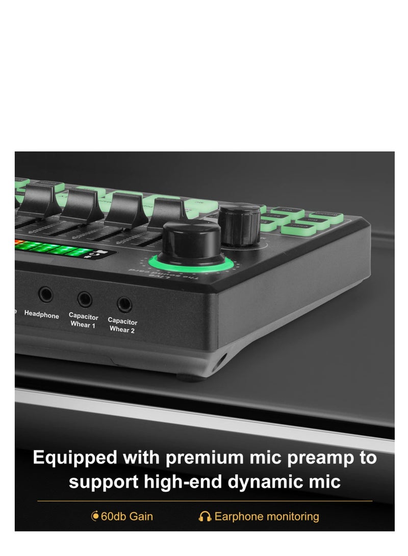 Live Sound Card Audio Mixer, Bluetooth Audio Mixer, Podcast Audio Interface with DJ Mixer Effects, Podcast Production Studio Equipment, Prefect for Streaming/Podcasting/Gaming