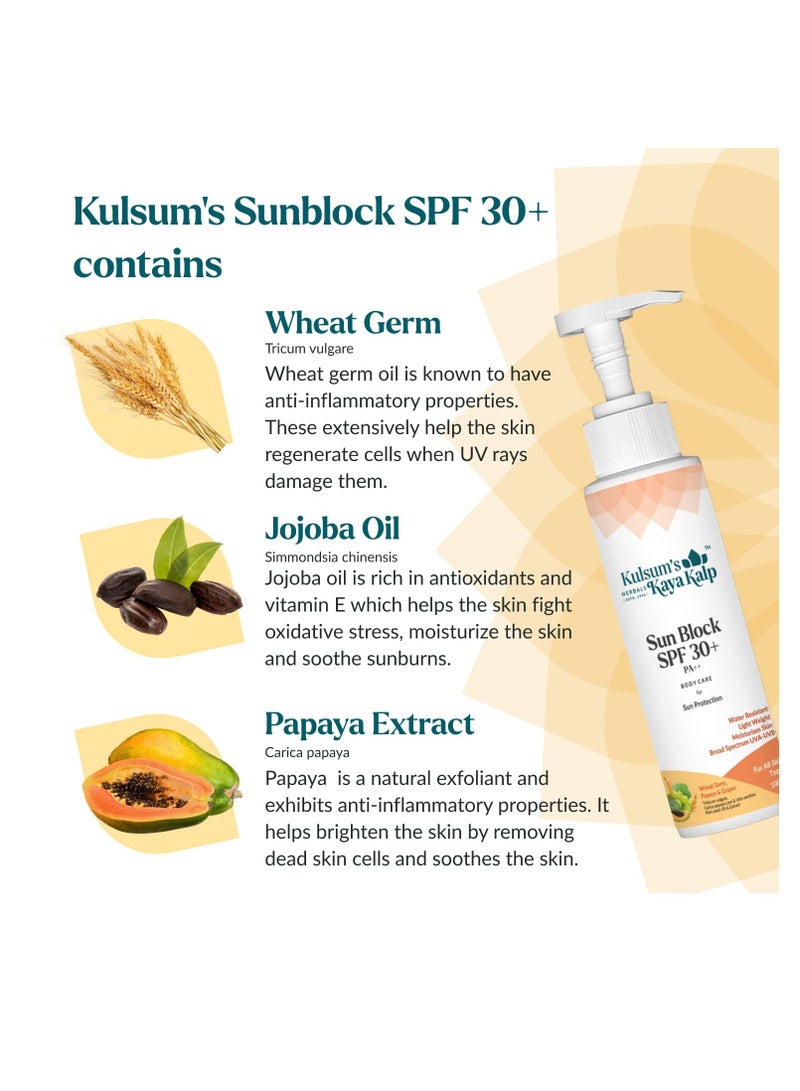 Kulsum's Kaya Kalp Herbals SPF 30 All Skin Types Paraben Free Cruelty Free Pack size 100ML