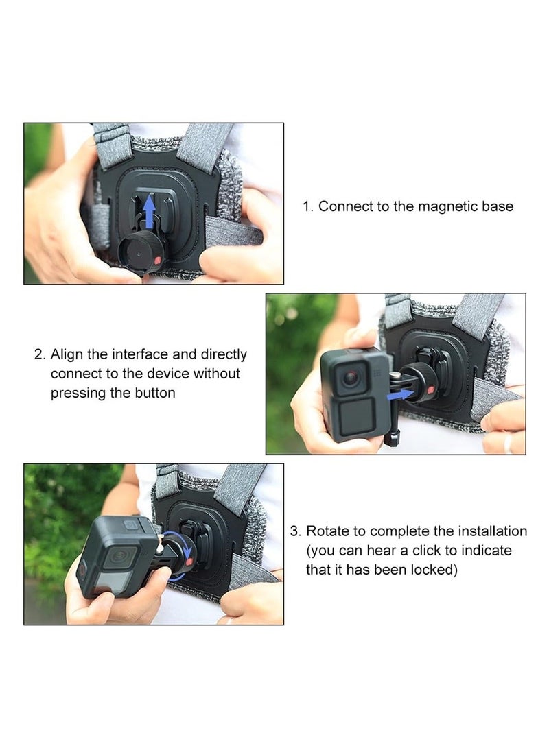 Magnetic Suction Adapter Tripod Quick Release Base Mount Action Camera Accessories Screws Free with Compatible 11/10/9/8/7 Insta 360 AKASO DJI
