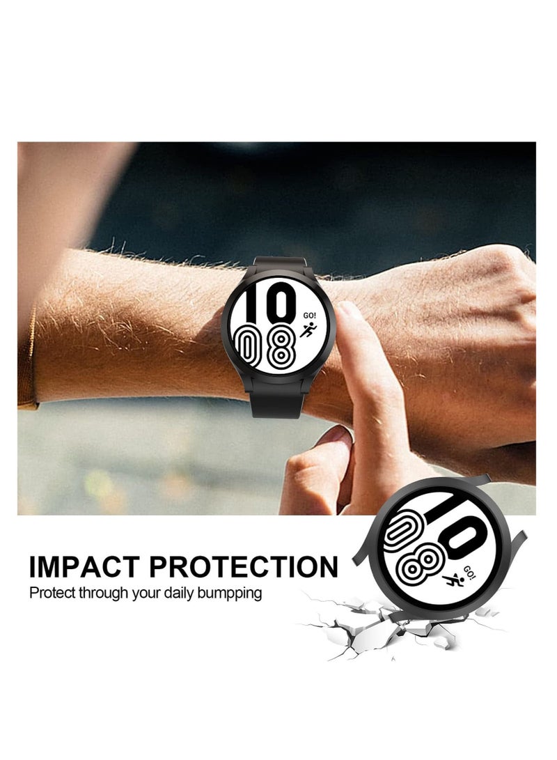 【5+5 Pack】 Compatible for Samsung Galaxy Watch 4 44mm Screen Protector Case,Matte PC Bumper Cover+5 Tempered Glass Screen Protector Films for Galaxy Watch4 Accessories