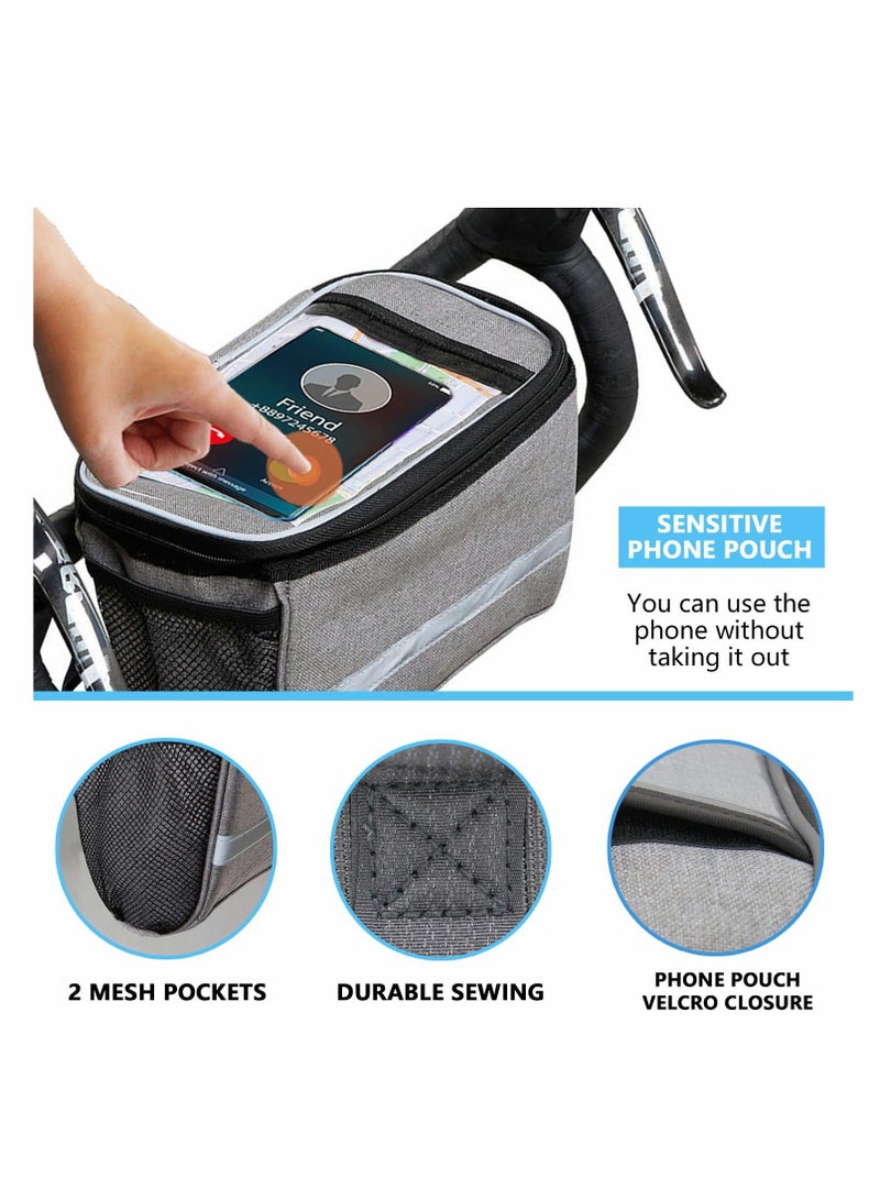 Bike Basket, Insulated Thermal Cooler, Water Resistant Handlebar Bag with Phone Mount, for Accessories Kids Girls Boys Men Women Scooter Cruiser