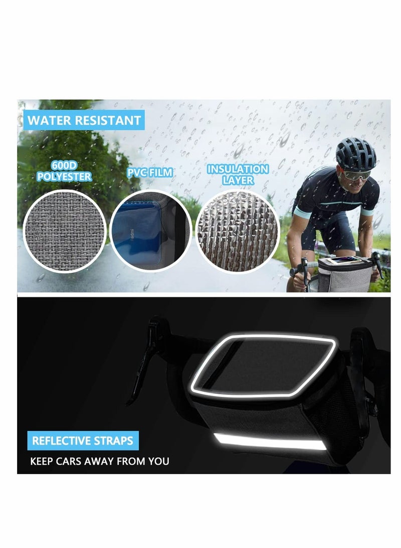 Bike Basket, Insulated Thermal Cooler, Water Resistant Handlebar Bag with Phone Mount, for Accessories Kids Girls Boys Men Women Scooter Cruiser