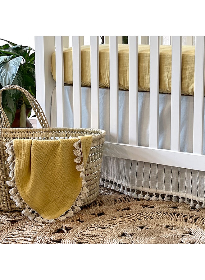 Crib Fitted Sheet, Ochre