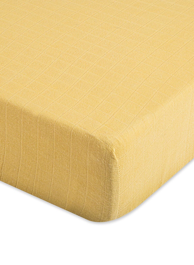 Crib Fitted Sheet, Ochre