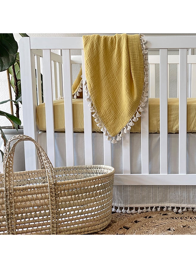 Crib Fitted Sheet, Ochre